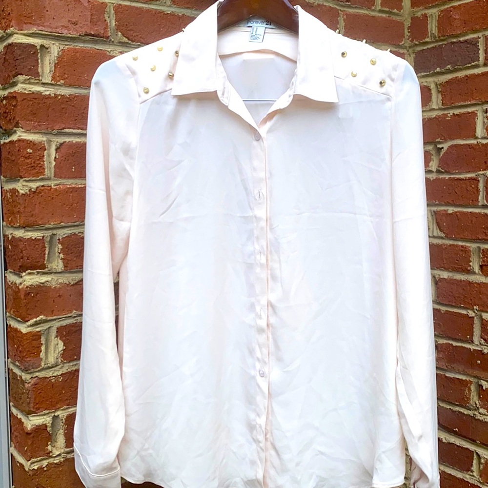 Forever 21 Button Down Full sleeve Shoulder studded Top.New.